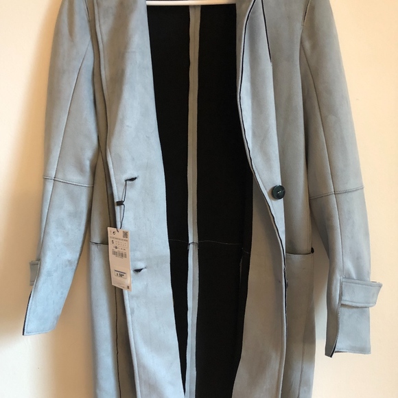 Zara Basic - Faux Suede Trench Coat - Picture 5 of 7